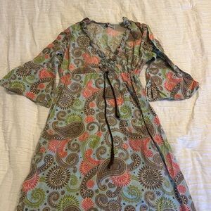 Mud Pie Floral Paisley Top in Blue and Pink